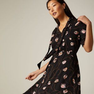 RW&Co. Floral Black Fit & Flare Dress, with Neck Tie